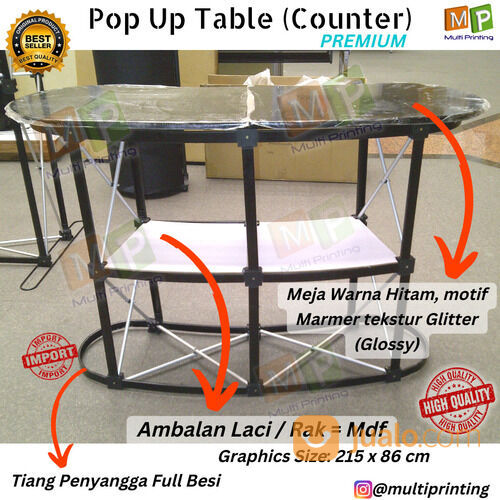 Pop Up Table Curve-Pop Up Counter Curve-Meja Pameran-Digital Printing