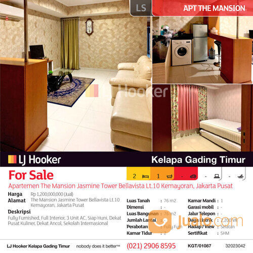 Apartemen The Mansion Jasmine Tower Bellavista Lt.10 Kemayoran, Jakarta