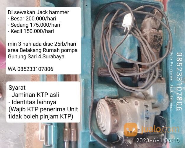 Persewaan alat tukang Jack Hammer Bor Dril Bobok Beton Jack Hammer seluruh Surabaya wa 085233107806