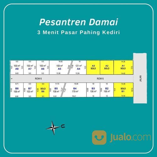 Tanah Patok Ukur Resmi BPN 4 Menit Pasar Pahing Kediri