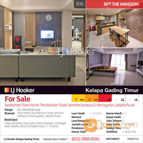 Apartemen Town Home The Mansion Tower Jasmine Aurora Lt.2 Kemayoran, Jakarta Pusat
