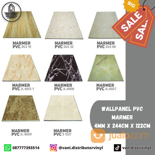 Marmer Panel PVC Dekorasi Dinding Ukuran 244cm x 122cm