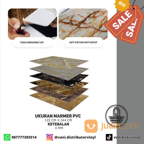 Marmer Panel PVC Dekorasi Dinding Ukuran 244cm x 122cm