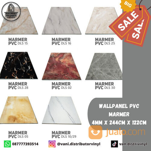 Marmer Panel PVC Dekorasi Dinding Ukuran 244cm x 122cm