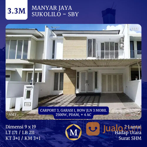 Rumah Tingkat Surabaya Timur Manyar Jaya dkt Ngagel Pucang Kertajaya Biliton