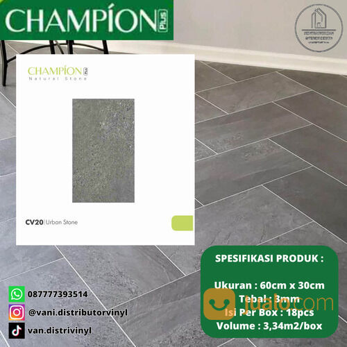 Vinyl Flooring Lantai CHAMPION Natural Stone Series - Harga Per Pcs