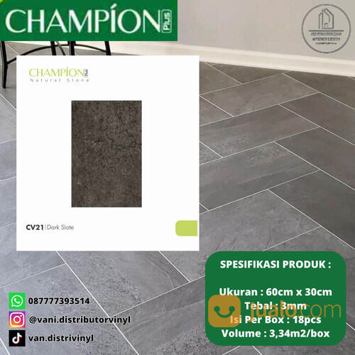 Vinyl Flooring Lantai CHAMPION Natural Stone Series - Harga Per Pcs