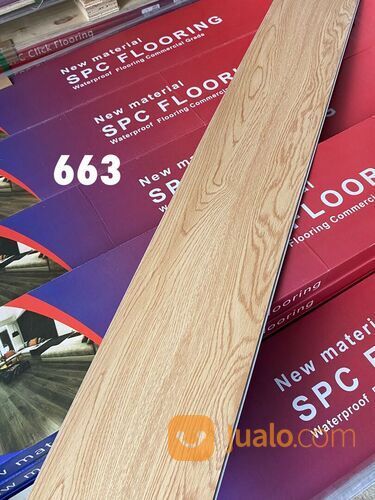 lantai spc motif kayu dan motif semen tebal 4 mm anti rayap