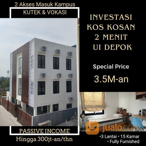 Kos Kosan di UI Depok 2 menit Gate Kampus KUTEK & VOKASI, 15 Kamar Fully Furnished SHM