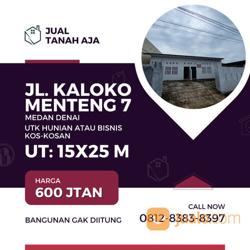 TANAH AJA NIH - BANGUNAN GAK DIHITUNG - JL KALOKO MENTENG 7 MEDAN DENAI
