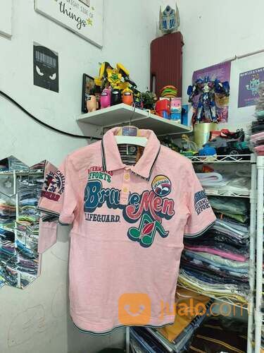 Kaos Polo Lifeguard Large Pink Big Logo