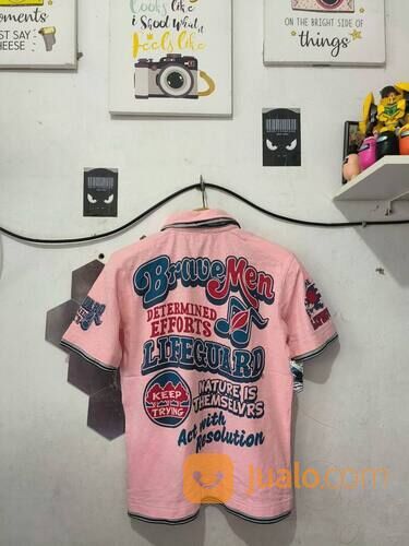 Kaos Polo Lifeguard Large Pink Big Logo