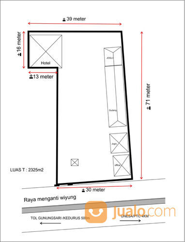 Hitung Tanah Hotel Reddoorz Raya Menganti Wiyung
