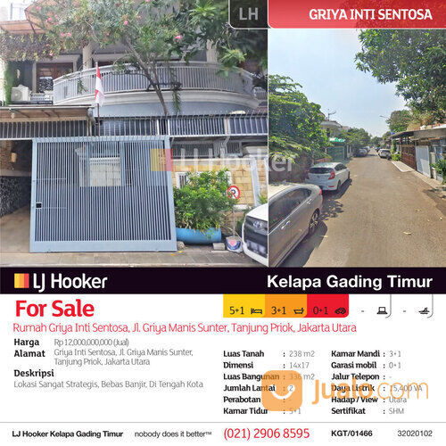 Rumah Griya Inti Sentosa, Jl. Griya Manis Sunter, Tanjung Priok, Jakarta Utara