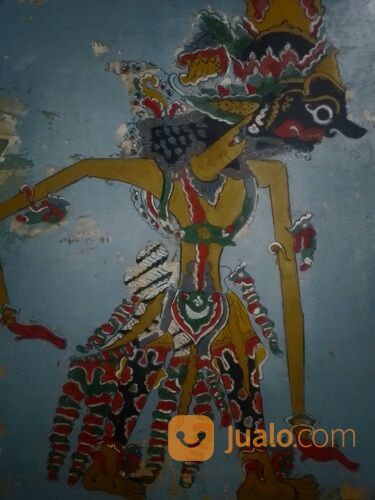 Lukisan Kaca Kuno Gambar Wayang Werkudoro. Jawa Tengah.