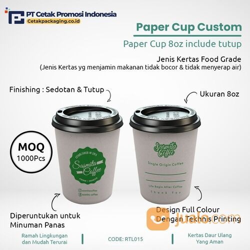Cetak Paper Cup 8oz Polos/Custom Tahan Panas Terdekat di Jakarta di ...