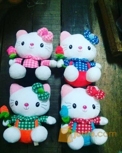 Boneka kucing lucu tokoh kartun Jepang HELLO KITTY dg bunga 1uk 