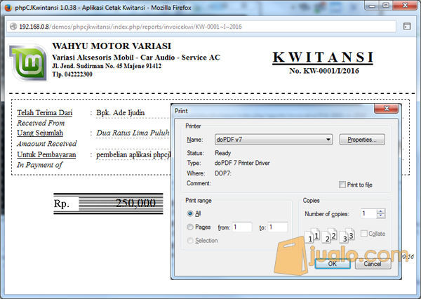 Software Program Aplikasi Cetak Kwitansi