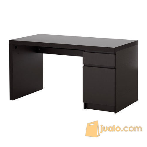 IKEA MALM Meja Kerja 140x65 cm, desain minimalis, hitam kecokelatan