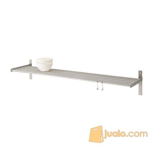 IKEA GRUNDTAL Wall Shelf 80cm, Rak dinding Pjg 80cm, Stainless Steel