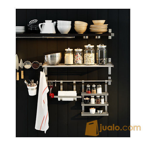 IKEA GRUNDTAL Wall Shelf 80cm, Rak dinding Pjg 80cm, Stainless Steel