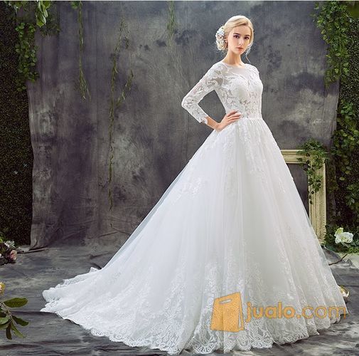 wedding dress lengan panjang