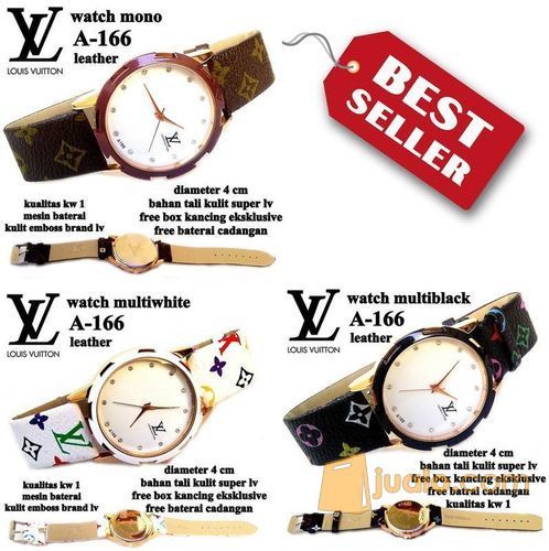 JAM TANGAN KULIT CASUAL LV A-166 MONO SUPER FULL SET