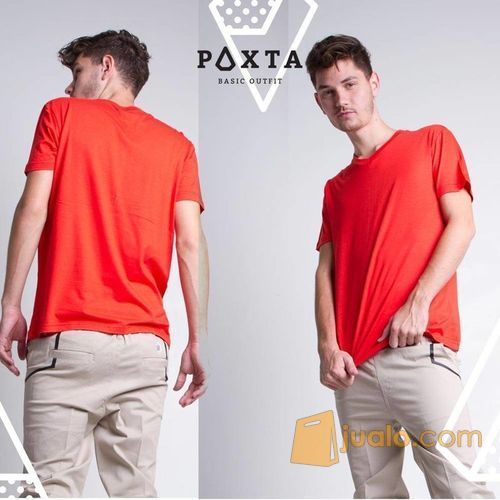 KAOS POLOS COWOK ORANGE V-NECK | KAOS POLOS PAXTA | KAOS POLOS PRIA