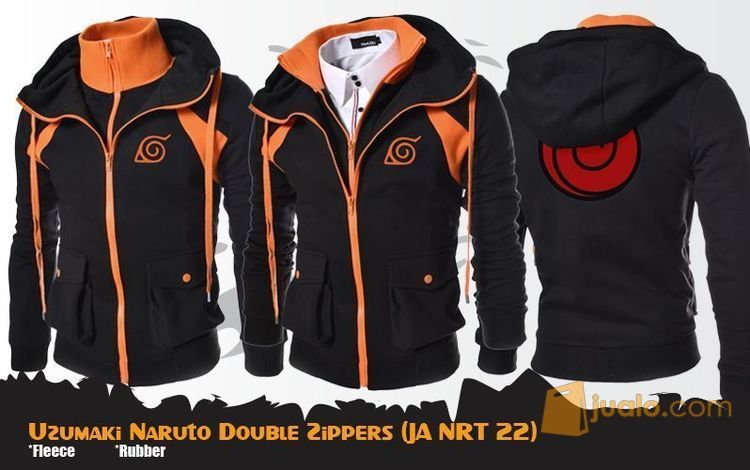 Jaket Anime Naruto Uzumaki Double Zippers Jacket Hoodie Ja Nrt 22 Yogyakarta Jualo