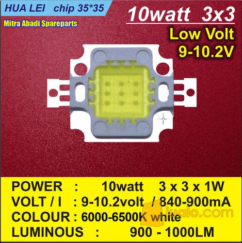 HPL 10W / High Power LED 10 Watt Sorot 3X3 White 35X35 Hua Lei