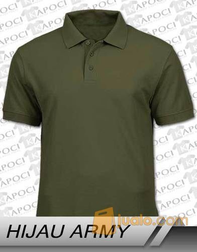 KAPOCI Kaos Polos Polo Shirt Hijau Army Cotton Combed KAPOCI Kaos Polos Polo Shirt Hijau Army Cotton Combed