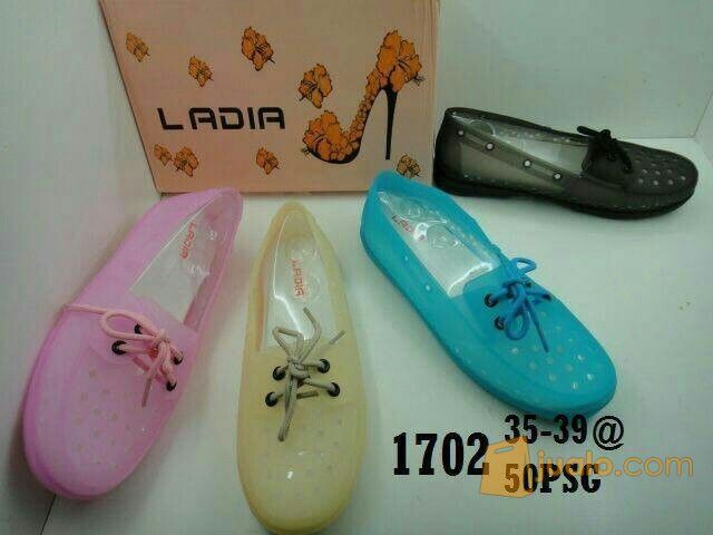 Sepatu Karet Wanita Cewe Flat Shoes Ladia Jelly Biru Kuning Hitam Pink Bandung Jualo