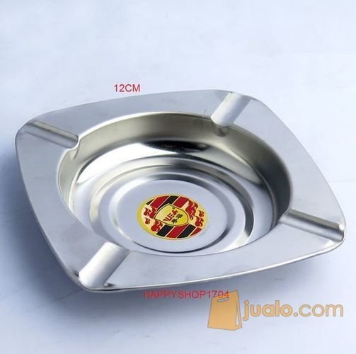 Asbak Rokok Stainless Steel Polos Persegi Ukuran 12CM