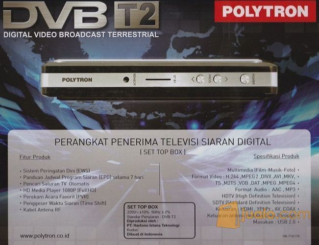 Set Top Box Dvbt2 Polytron Pdv500t2 Dilengkapi Ews Cirebon Jualo