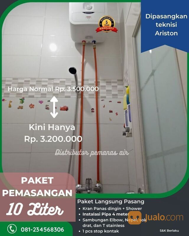 Instalasi Pipa Air Panas Pemasangan Water Heater Listrik Ariston
