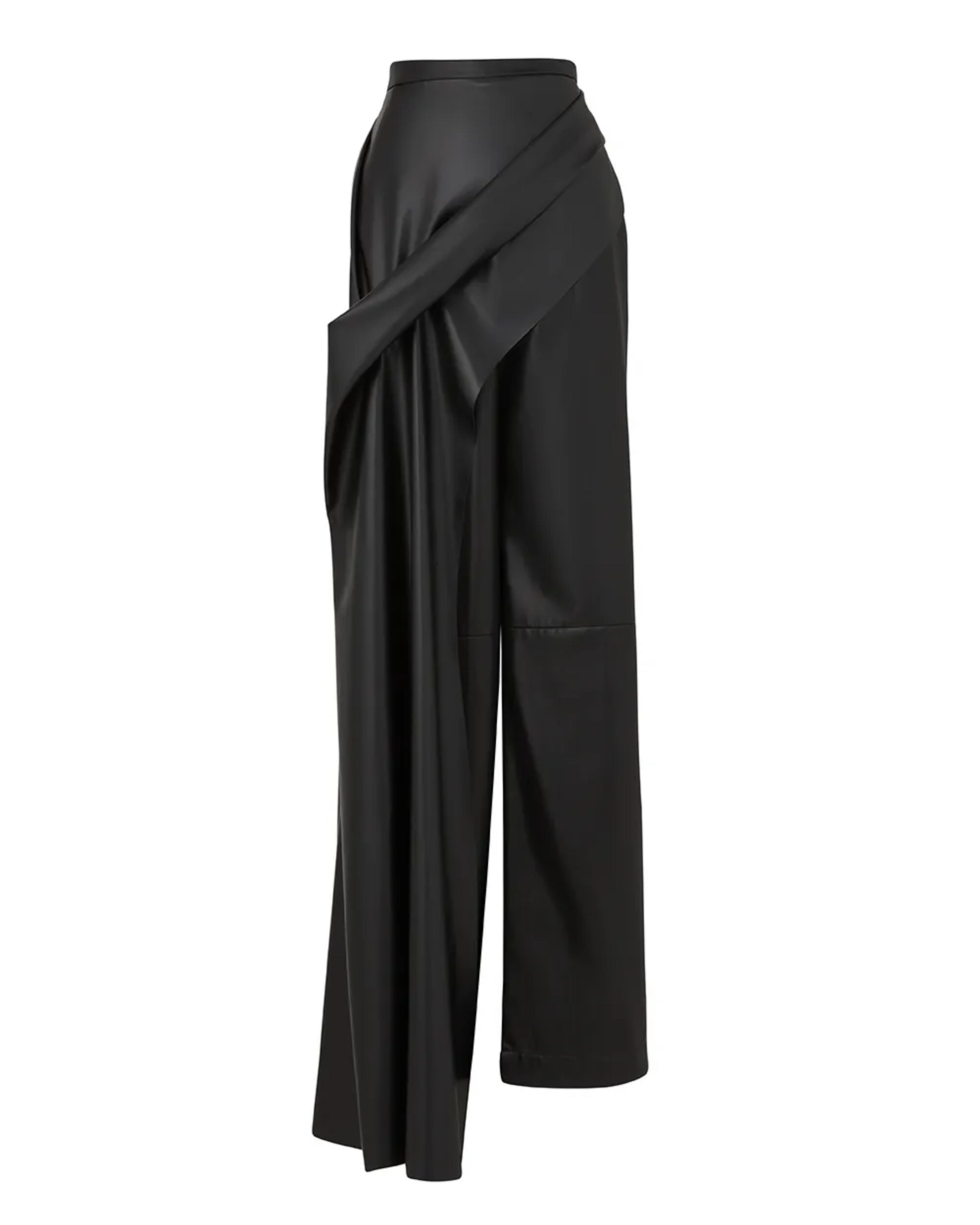 High-Waist Leather Draped Trousers - Kate Barton Design
