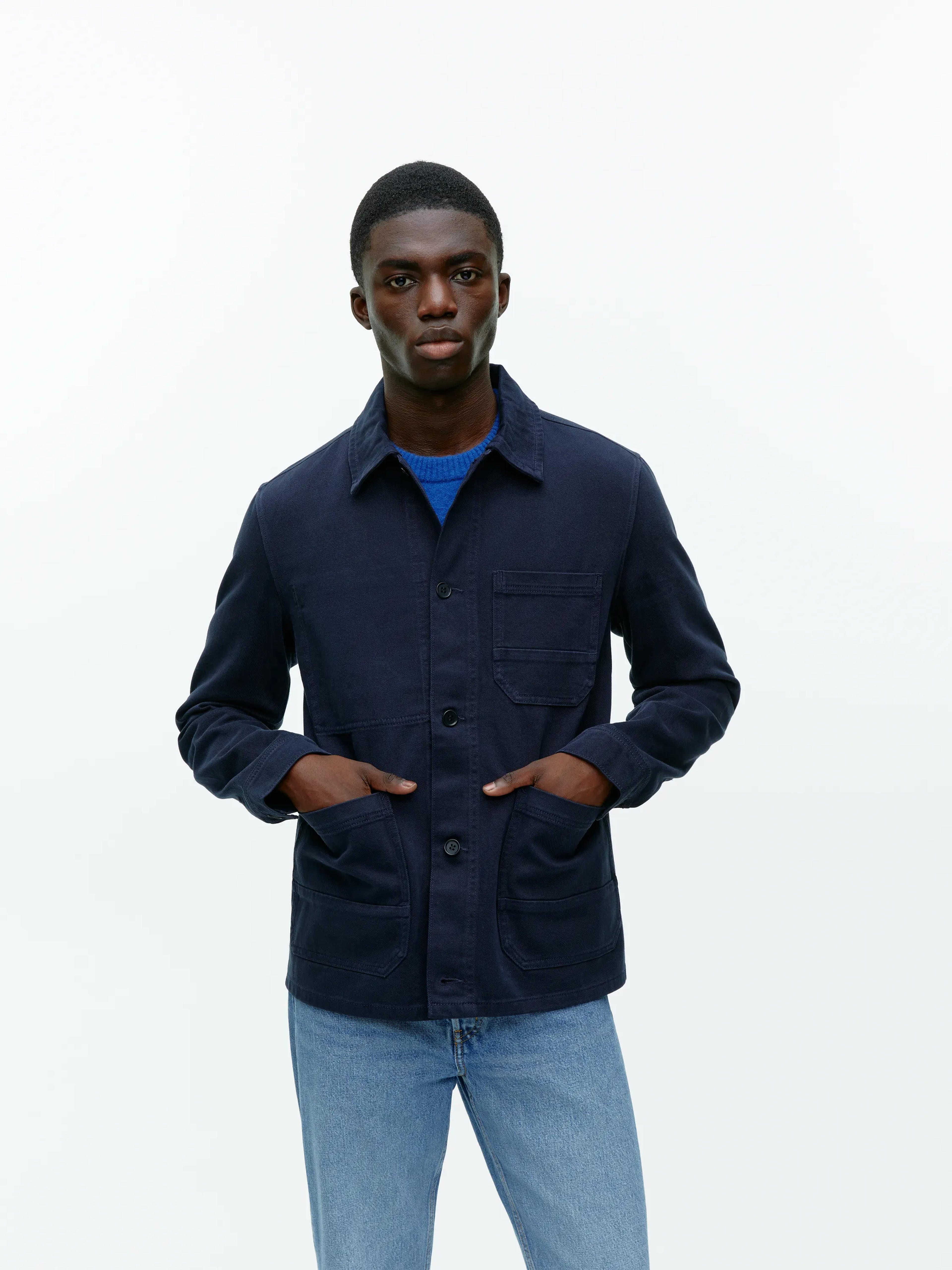 Overdyed Twill Overshirt - Dark Blue - ARKET GB