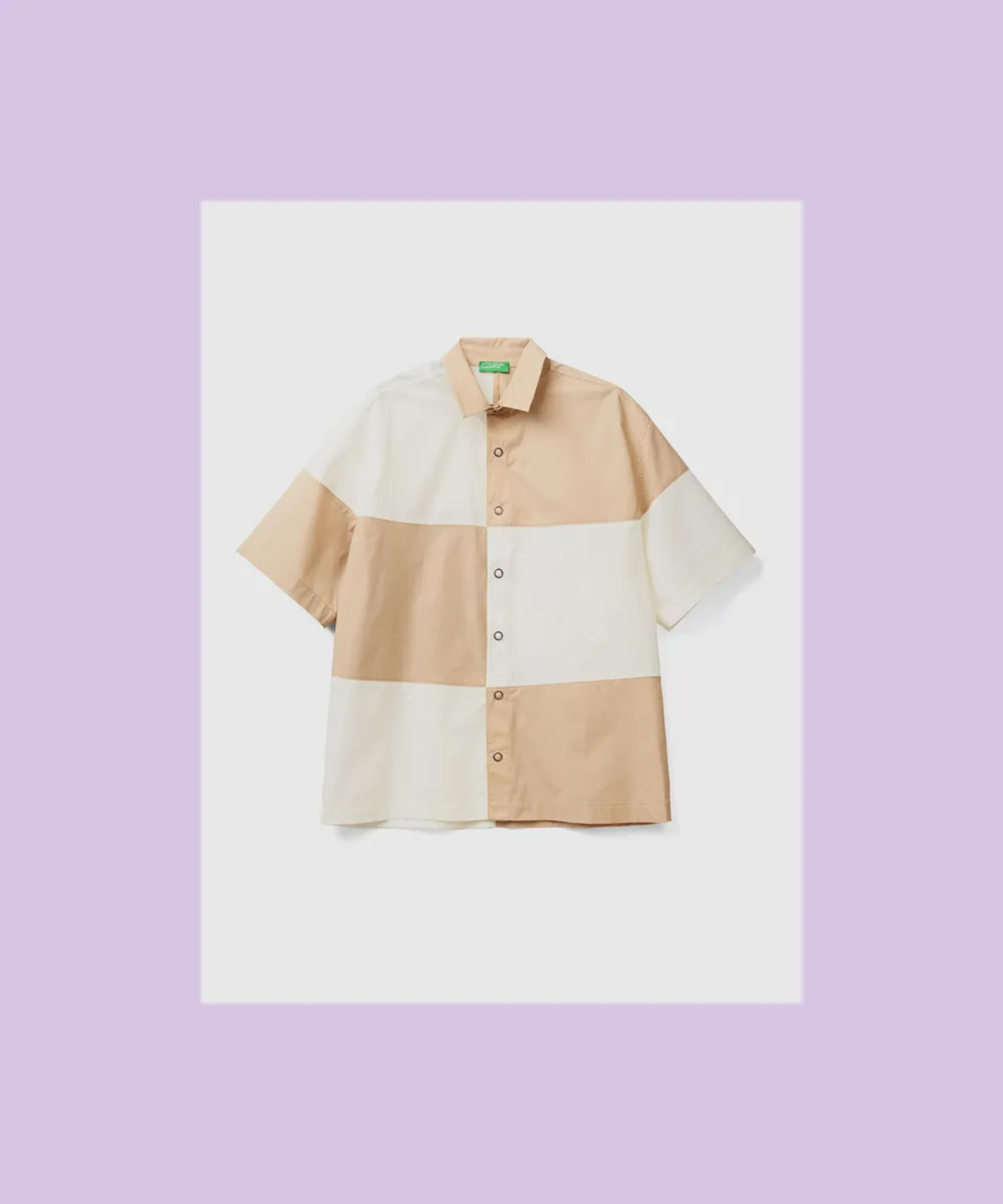 Color block shirt - Beige | Benetton