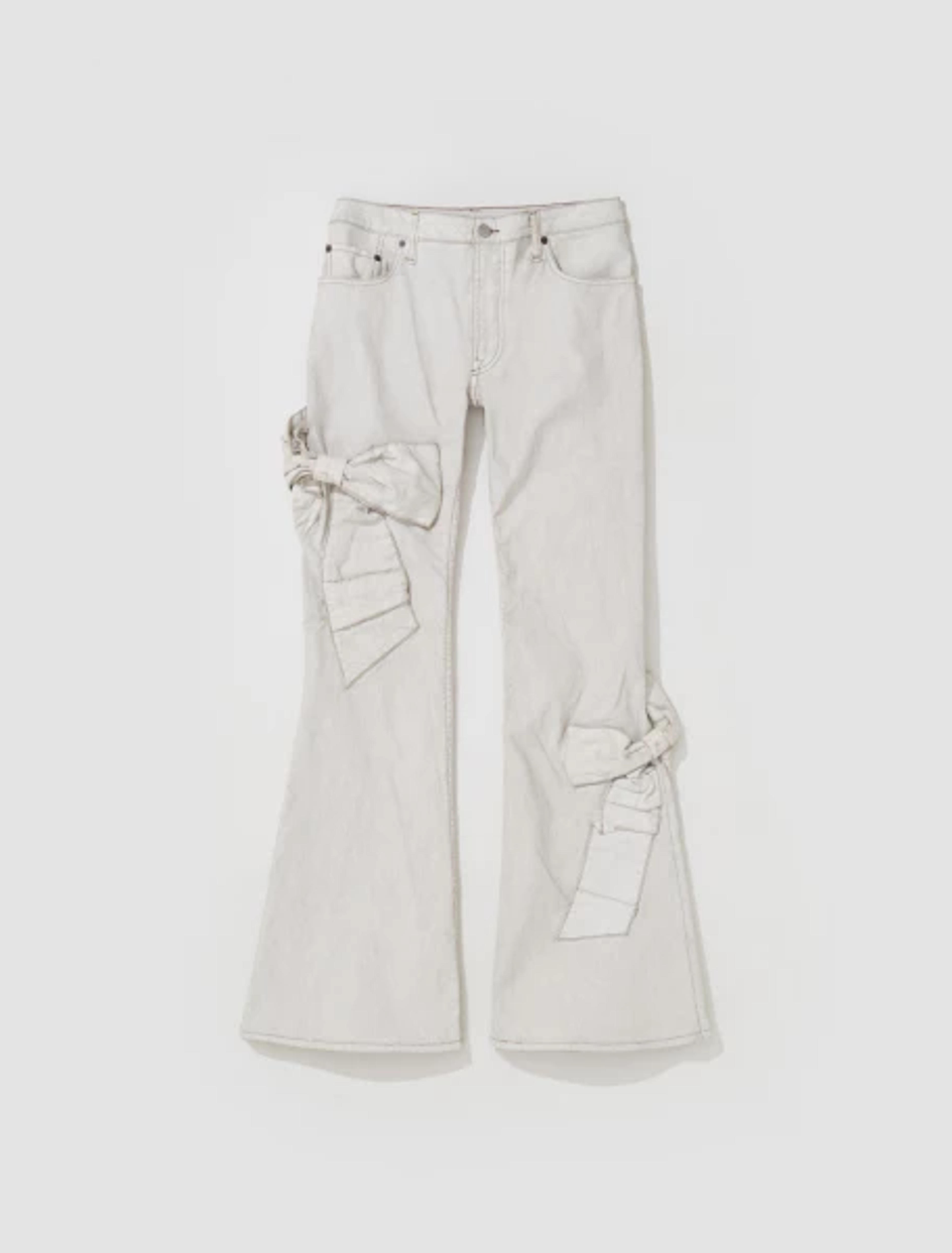 Acne Studios Bow Denim Trousers in White and Brown | Voo Store Berlin | Worldwide Shipping