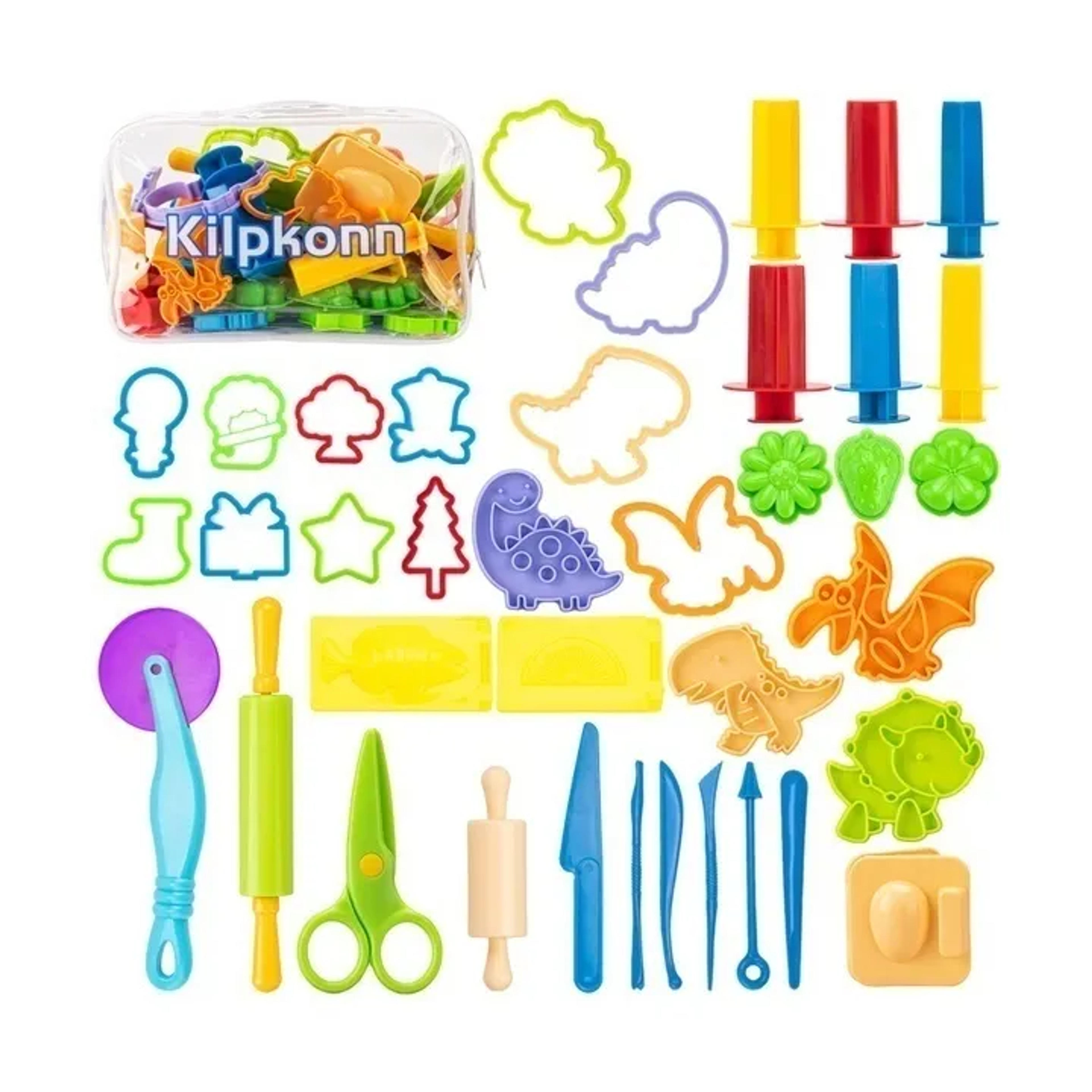 Amazon.com: Kilpkonn Dough Tools Kit Include 42Pcs Dough Accessories, Molds, Shape, Scissors, Rolling Pin with Storage Bag, Party Pack Dough Toys for Kids Toddlers Boys Girls : Toys & Games