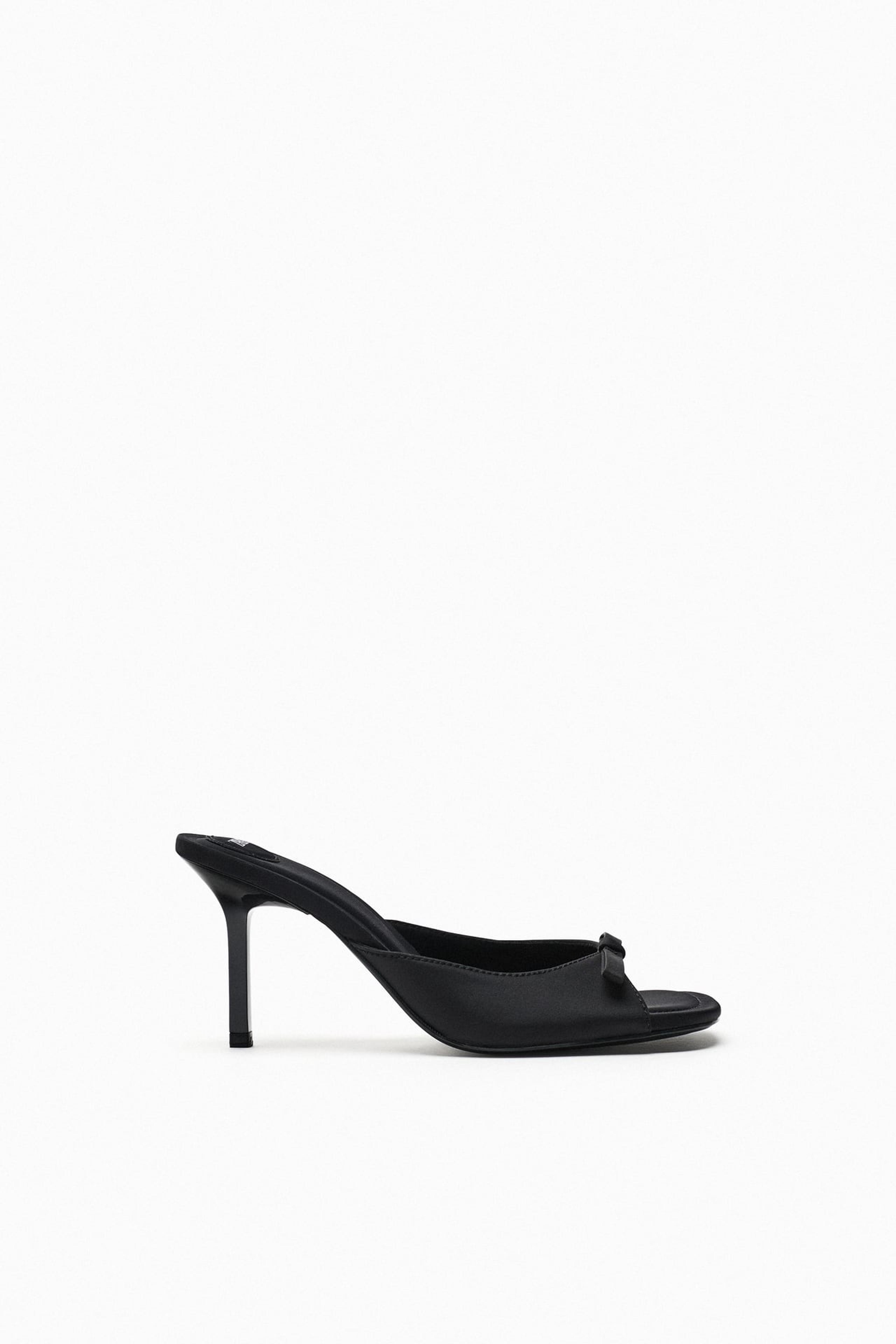 HEELED MULES WITH BOW - Black | ZARA United States