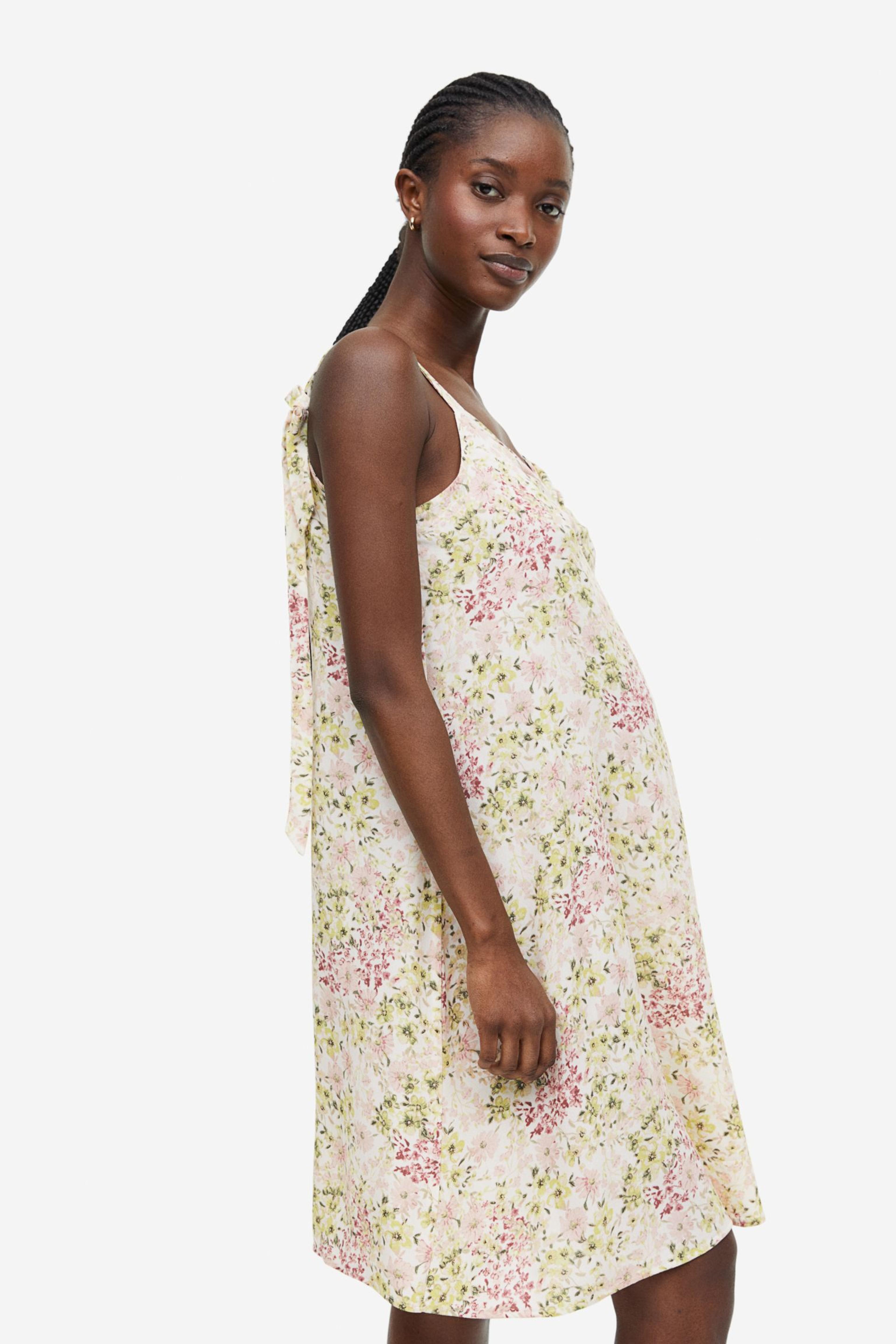 MAMA Tie-detail Dress - Cream/floral - Ladies | H&M US