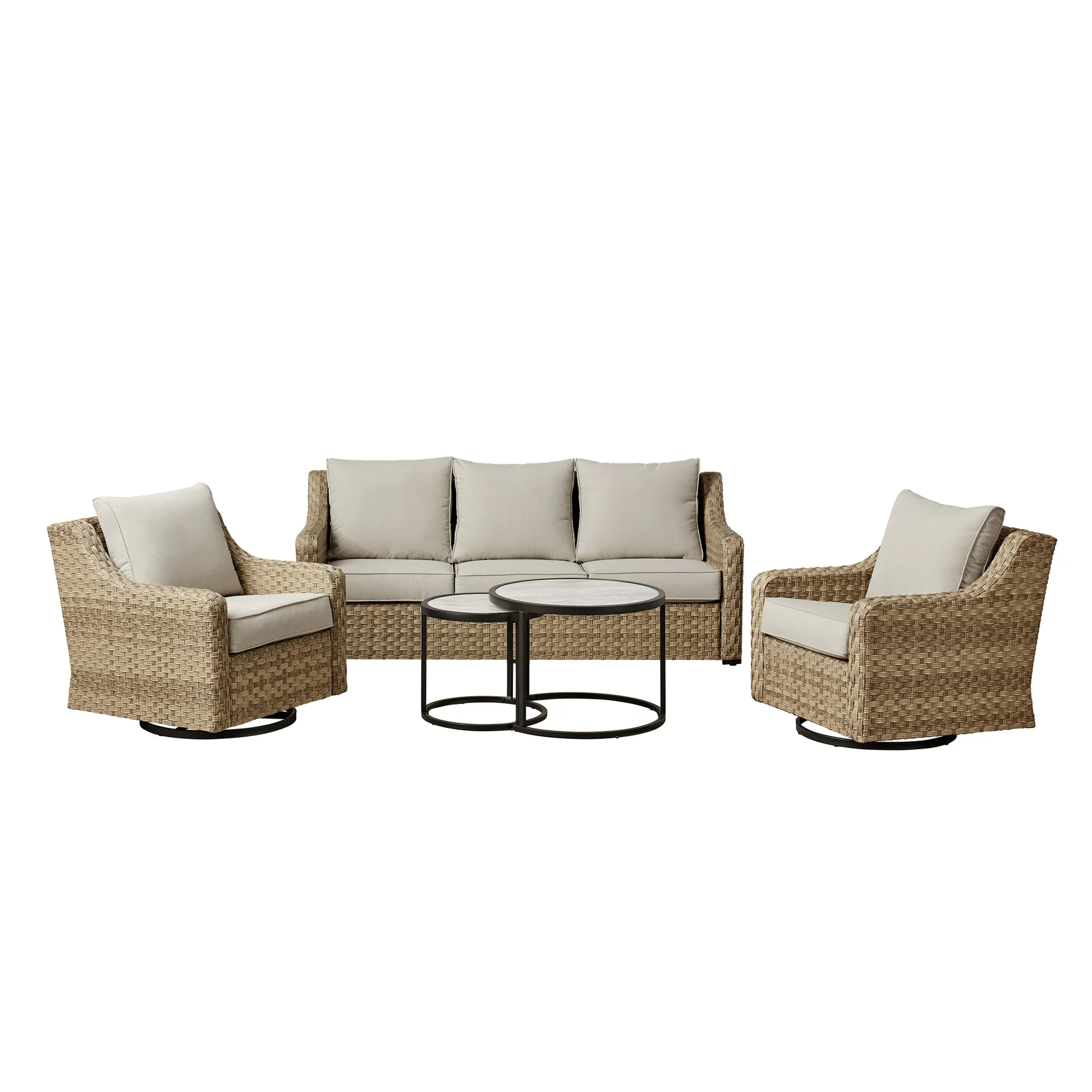 Better Homes & Gardens River Oaks 5-Piece Wicker Conversation Set - Walmart.com