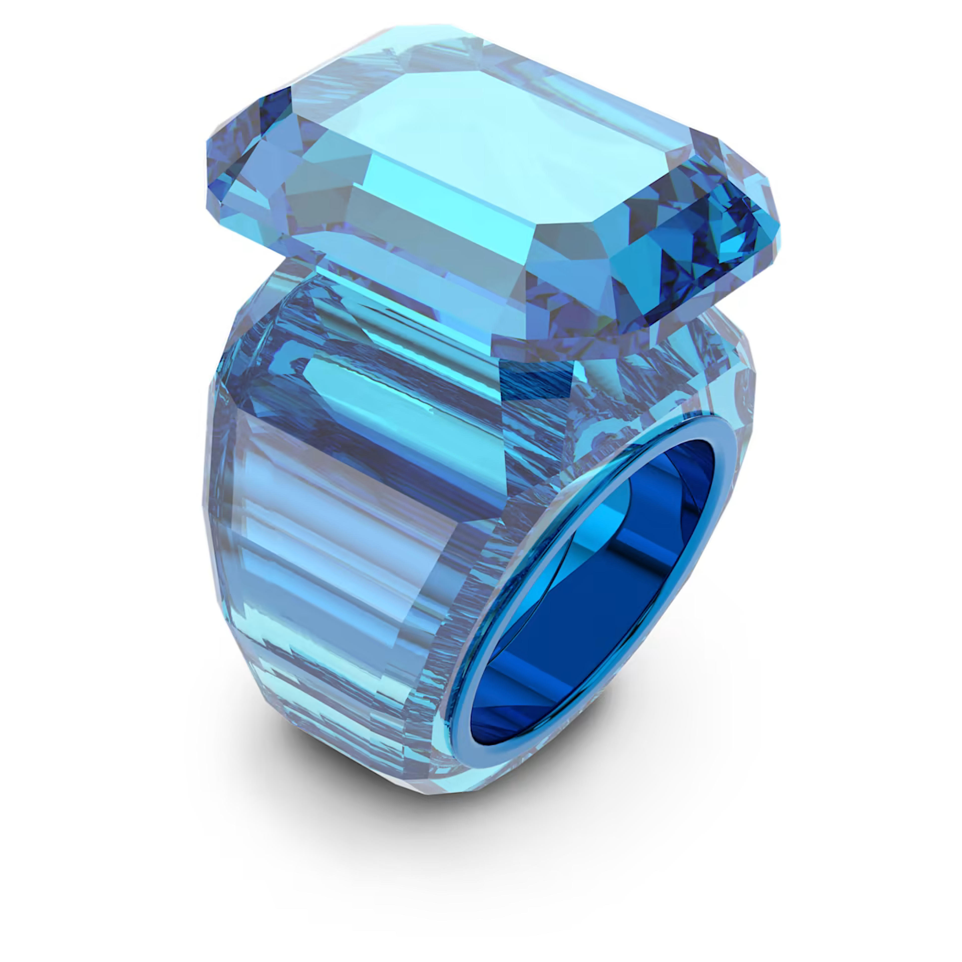 Lucent cocktail ring, Octagon cut, Blue | Swarovski