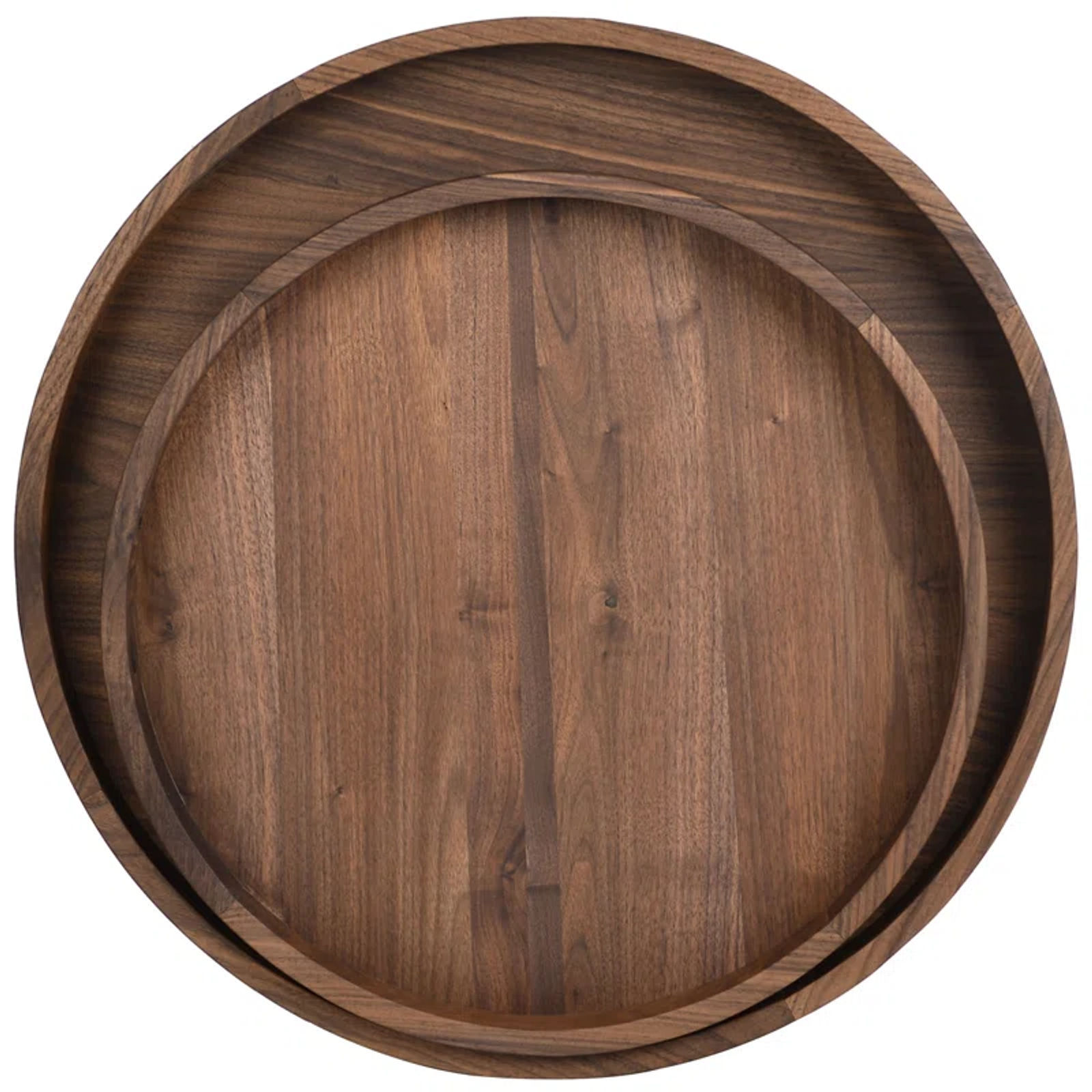 Arooj Round Solid Walnut Serving Tray
