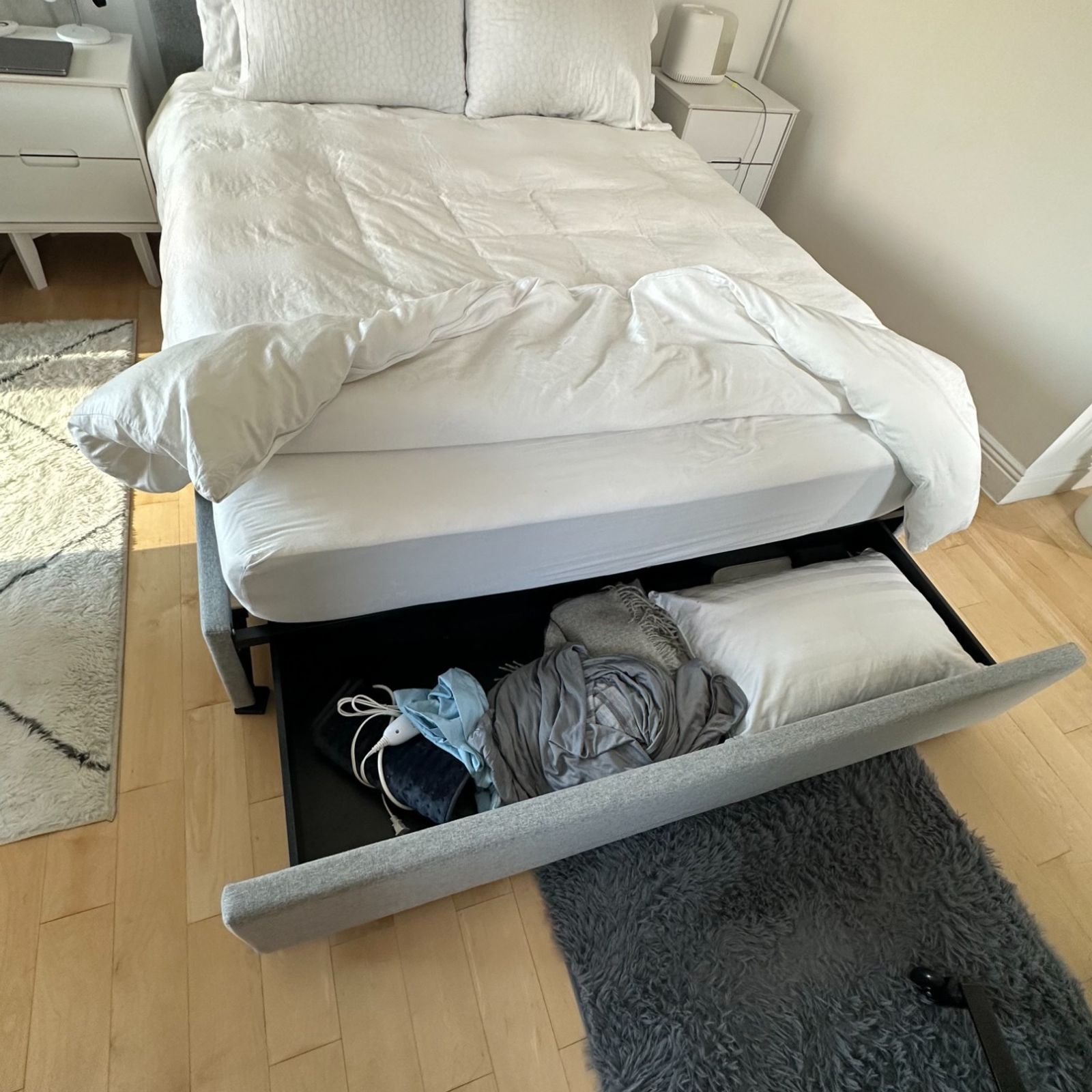 Silk & Snow Bed Frame with Storage Queen