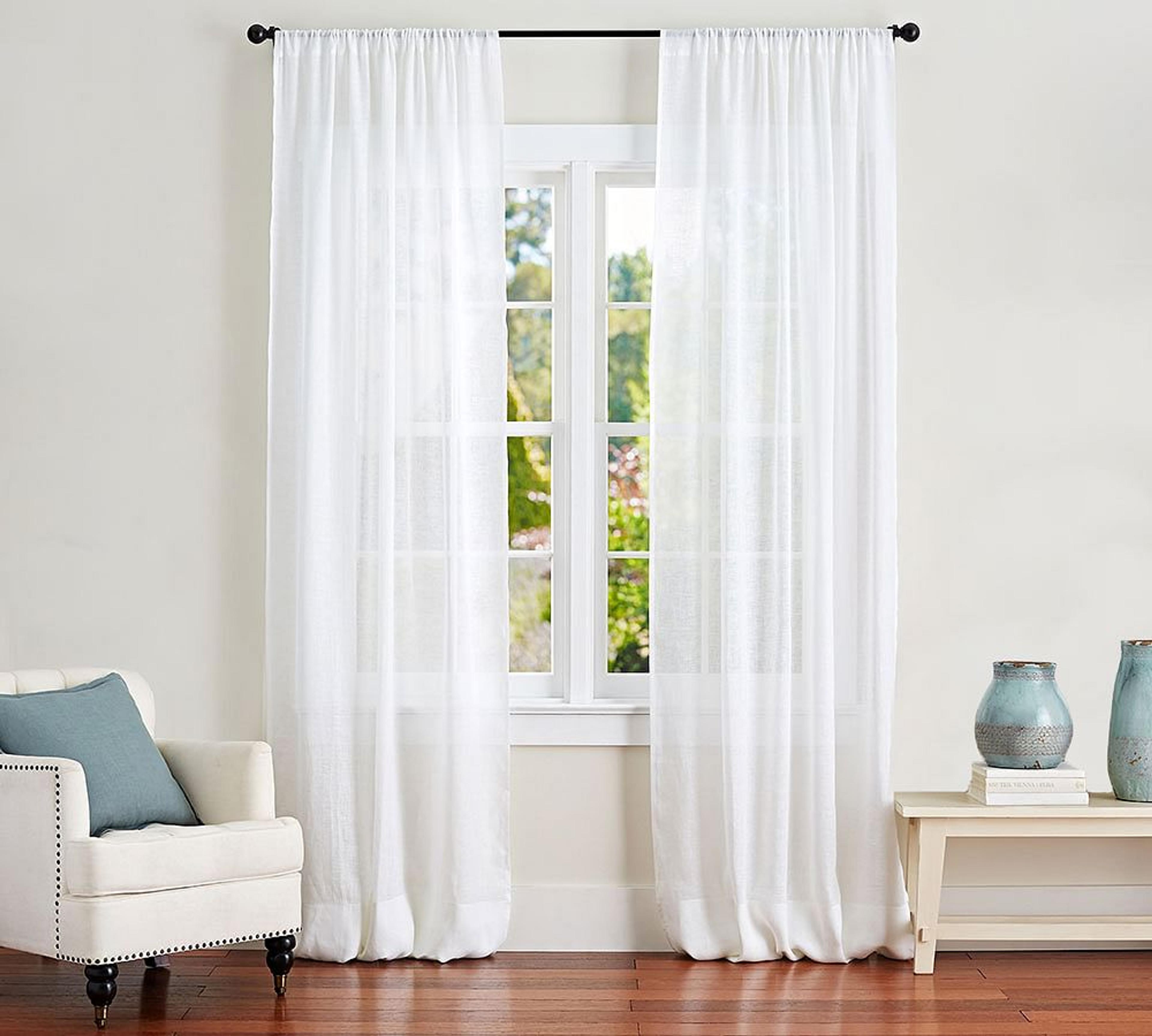 Belgian Flax Linen Rod Pocket Sheer Curtain | Pottery Barn