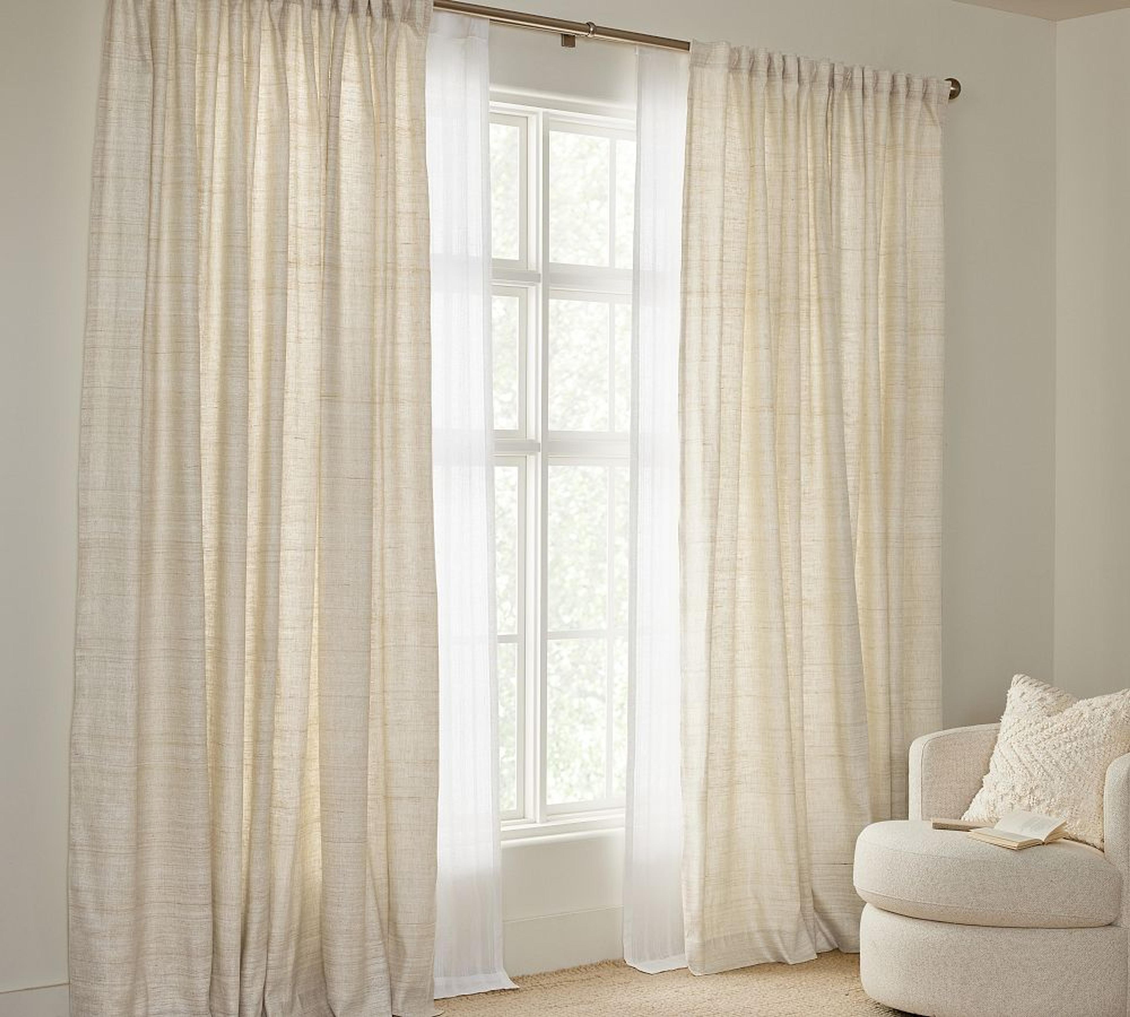 Raw Silk Linen Curtain | Pottery Barn