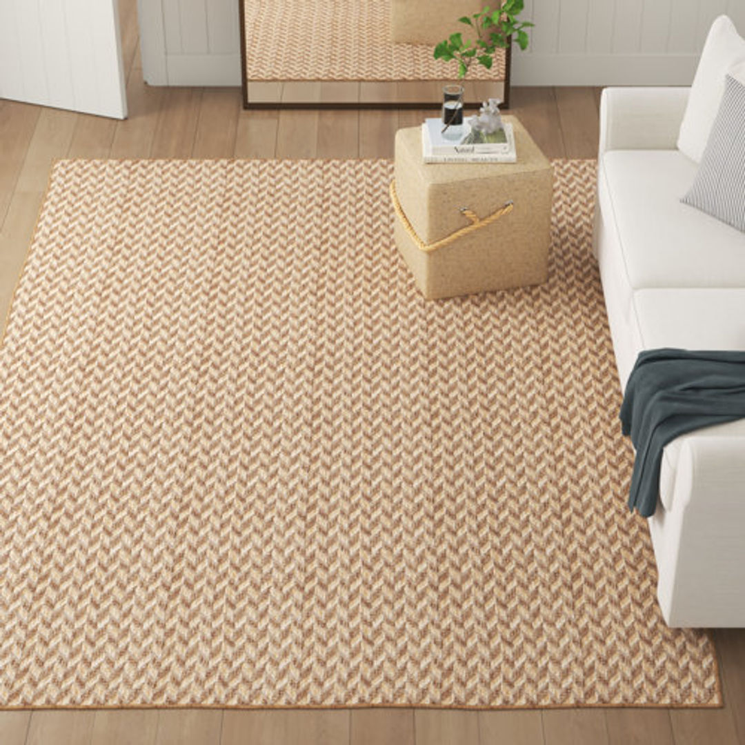 Malaya Herringbone Power Loom Beige Indoor/Outdoor Rug