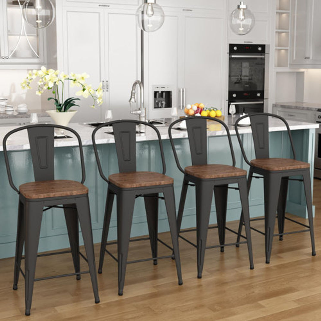 Burney Counter Stool with Metal Frame (Set of 4)